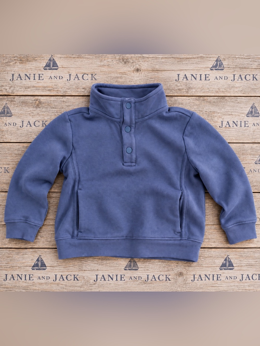 Janie and Jack Slate Blue Snap-Front Fleece Pullover
